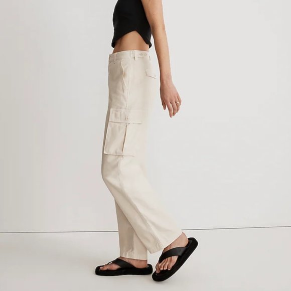 NEW Madewell Garment-Dyed Low-Slung Straight Cargo Pants in vintage linen cream - Picture 1 of 5